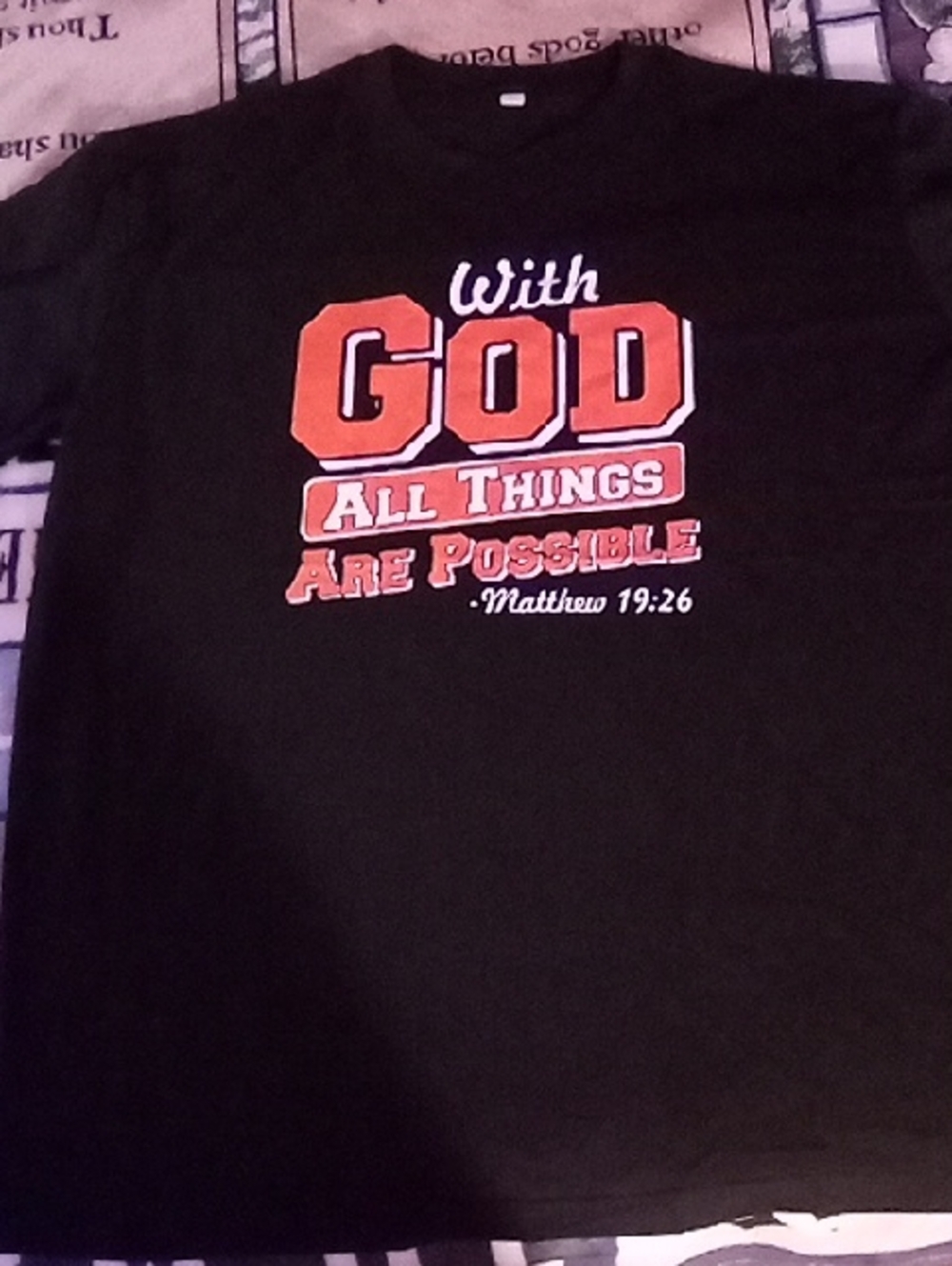 Fear of God Black Tee with Orange and White Graphic